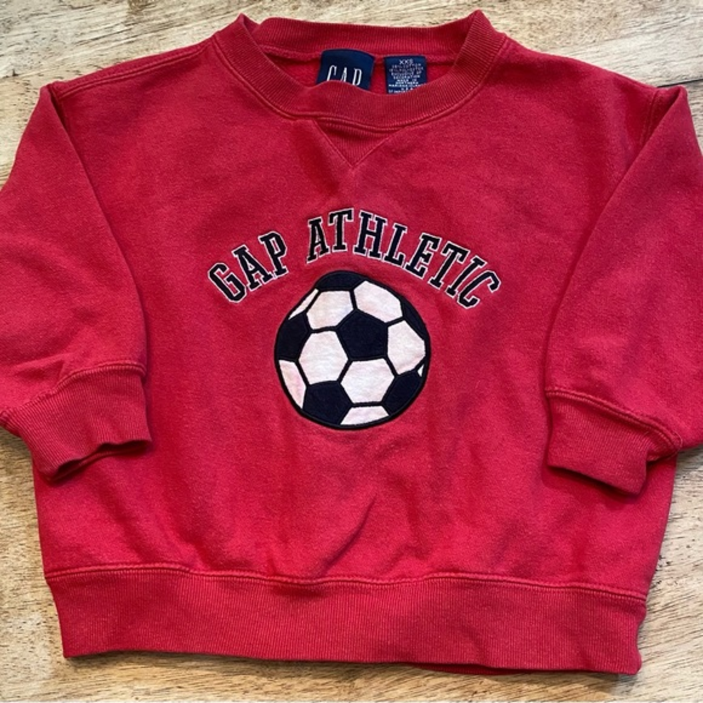 Vintage Gap XXS Red “Gap Athletic” Graphic Crew‎ Neck Long Sleeve Sweatshirt